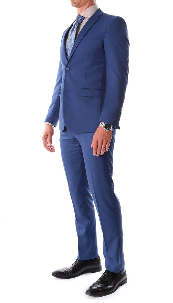 Oslo Collection - Slim Fit 2 Piece Suit Color Indigo Blue - Upscale Men's Fashion