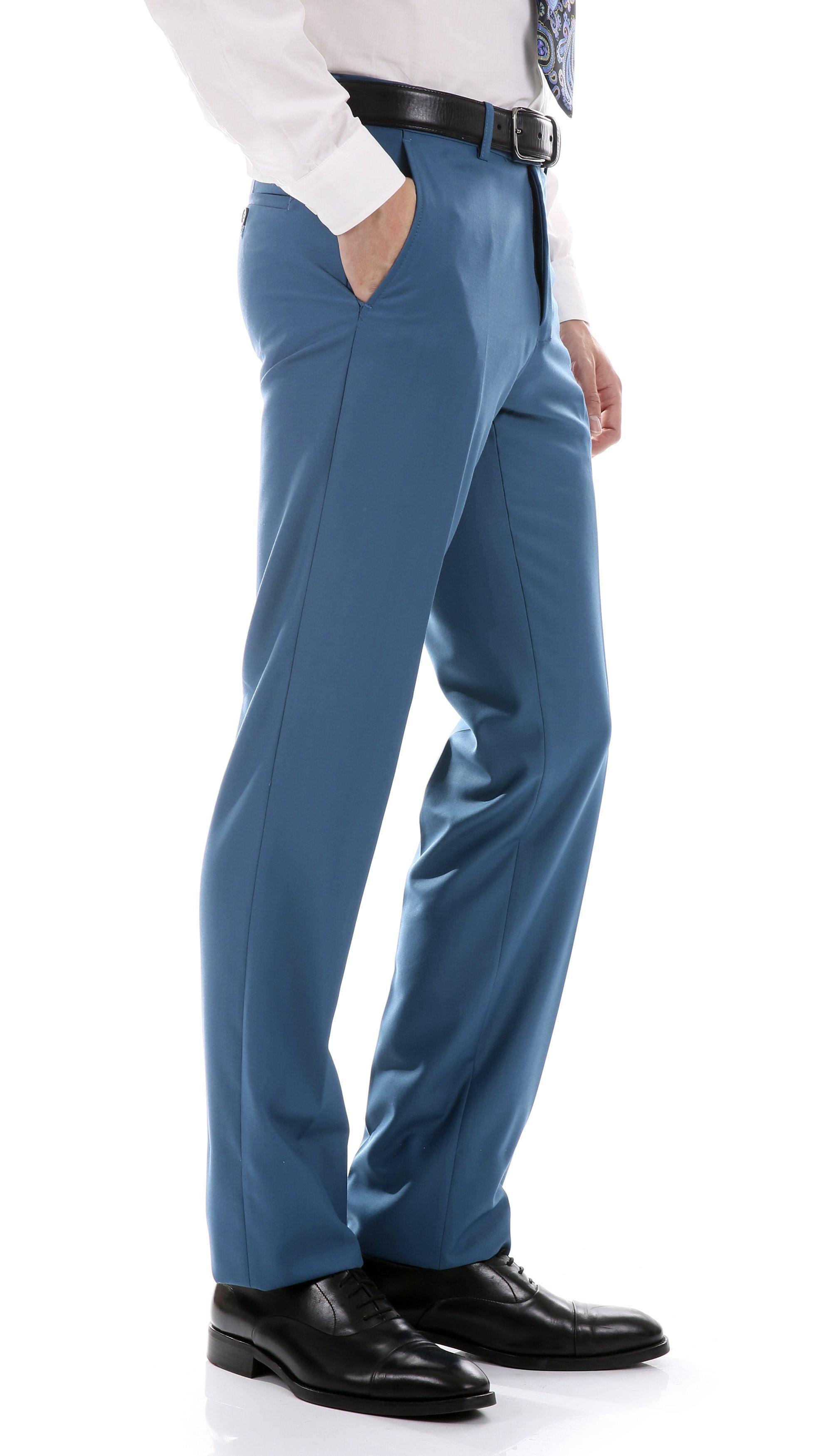 Oslo Collection - Slim Fit 2 Piece Suit Color Teal - Upscale Men's Fashion