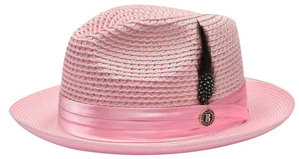 Pink Fedora Braided Straw Hat - Upscale Men's Fashion