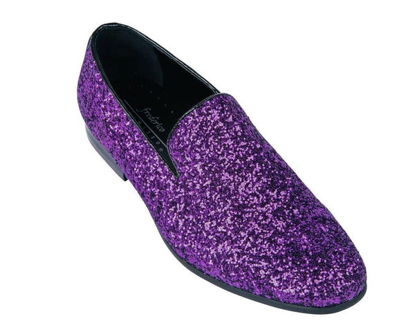 Purple Sparkle Slip On Men's Shoes