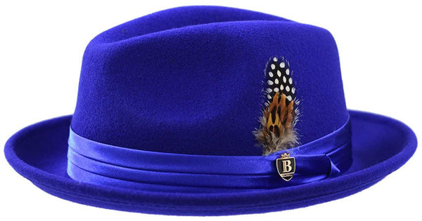 Royal Blue Fedora Wool Felt Dress Hat - Upscale Men's Fashion