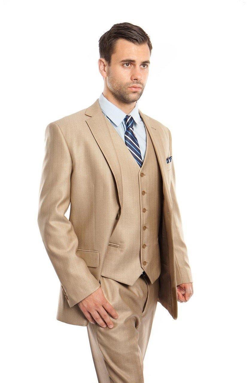 TAZIO COLLECTION-STONE TEXTURED 3 PIECE SUIT - Upscale Men's Fashion