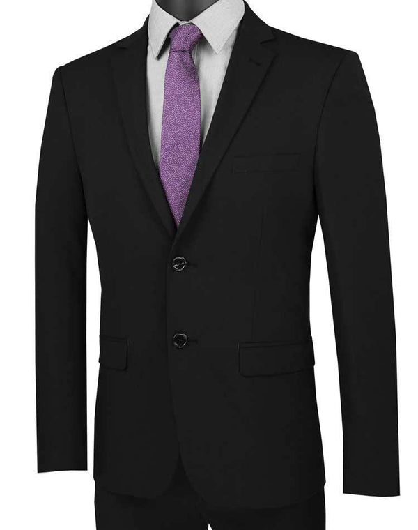 Ultra Slim Fit Stretch 2 Piece Suit Color Black - Upscale Men's Fashion