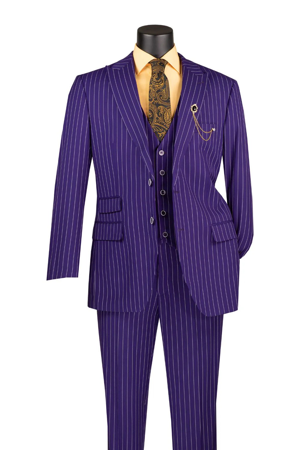 Purple Pinstripe Regular Fit 3-Piece Suit – Regalia Collection