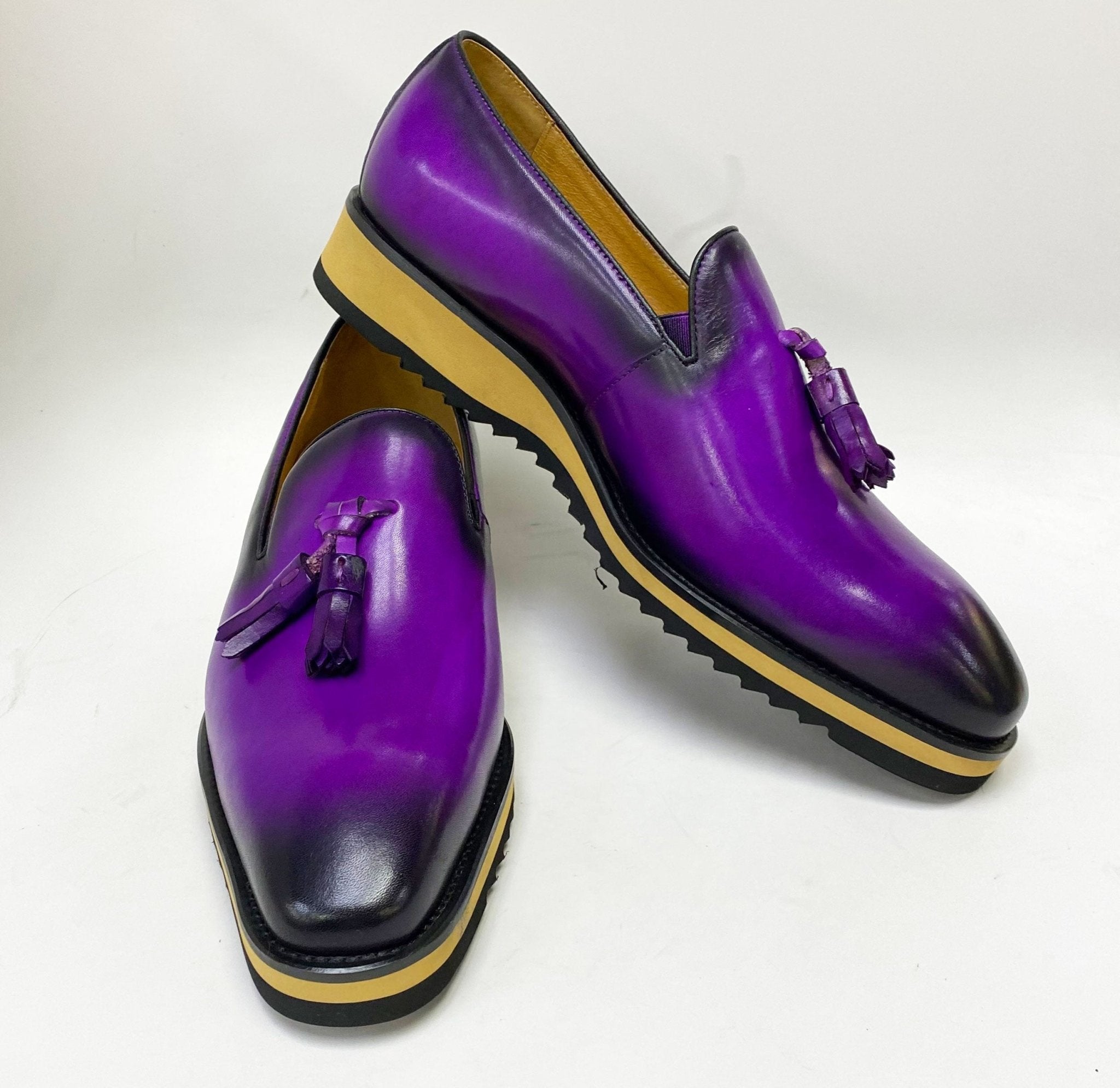 Calfskin Slip-On Tasseled Loafer Purple - Upscale Men's Fashion