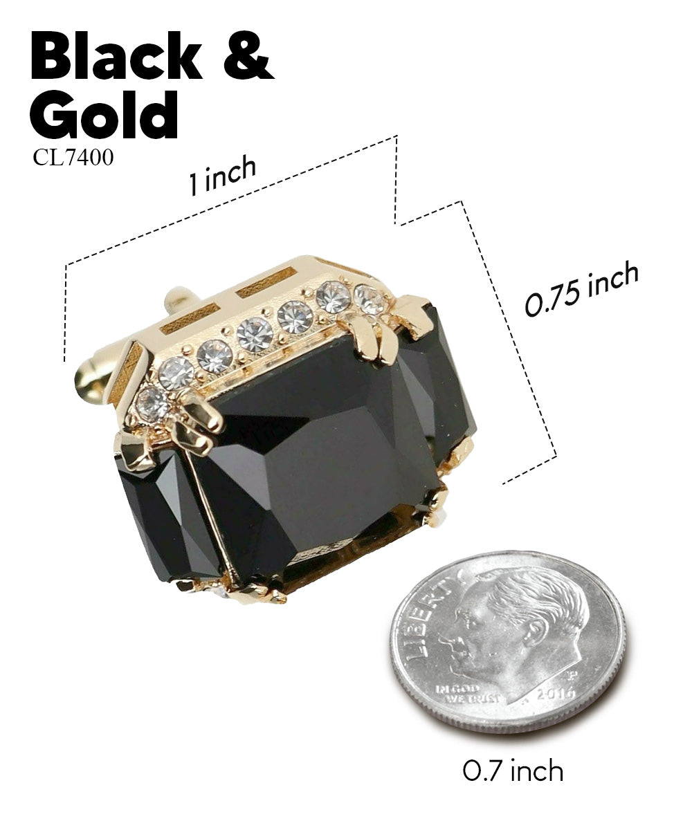 Vittorio Vico – Rectangular Diamond-Flanked Crystal Cufflinks