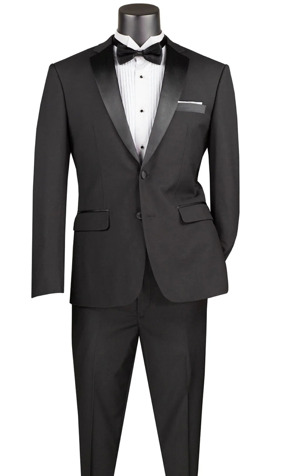 GALA COLLECTION – BLACK SLIM FIT TUXEDO SUIT WITH SATIN LAPEL