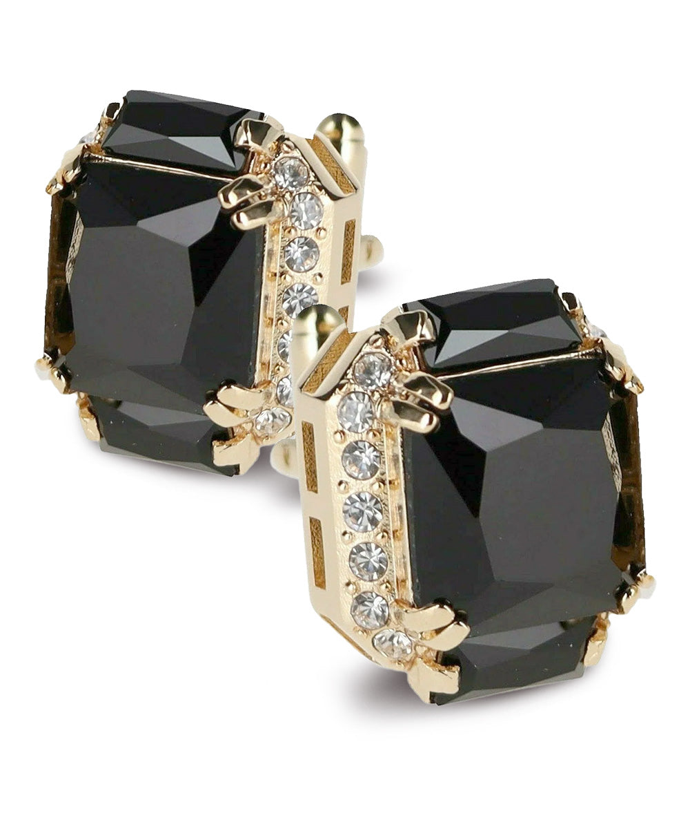 Vittorio Vico – Rectangular Diamond-Flanked Crystal Cufflinks