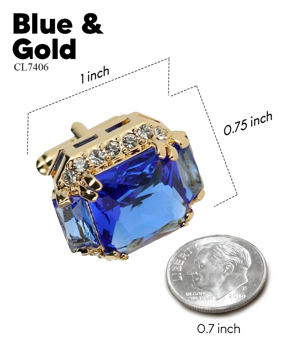 Vittorio Vico – Rectangular Diamond-Flanked Crystal Cufflinks