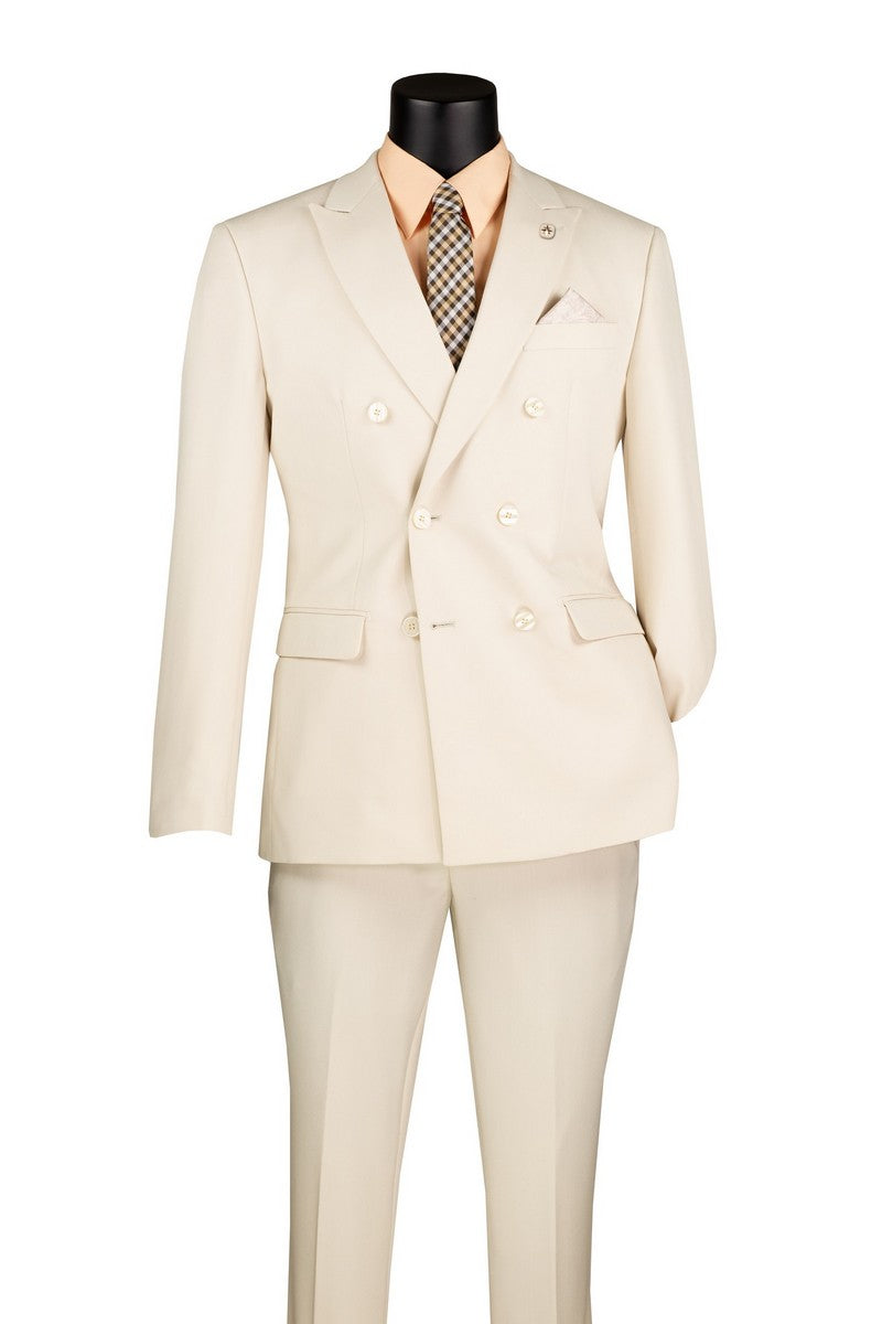 Bone Slim Fit Stretch Double Breasted 2 Piece Suit - Bellarco Collection
