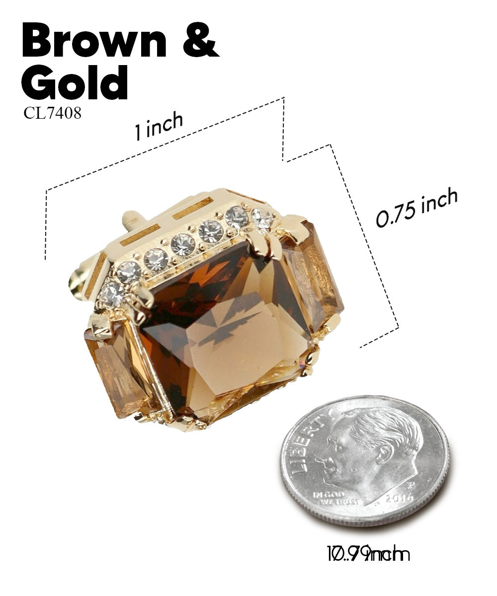 Vittorio Vico – Rectangular Diamond-Flanked Crystal Cufflinks