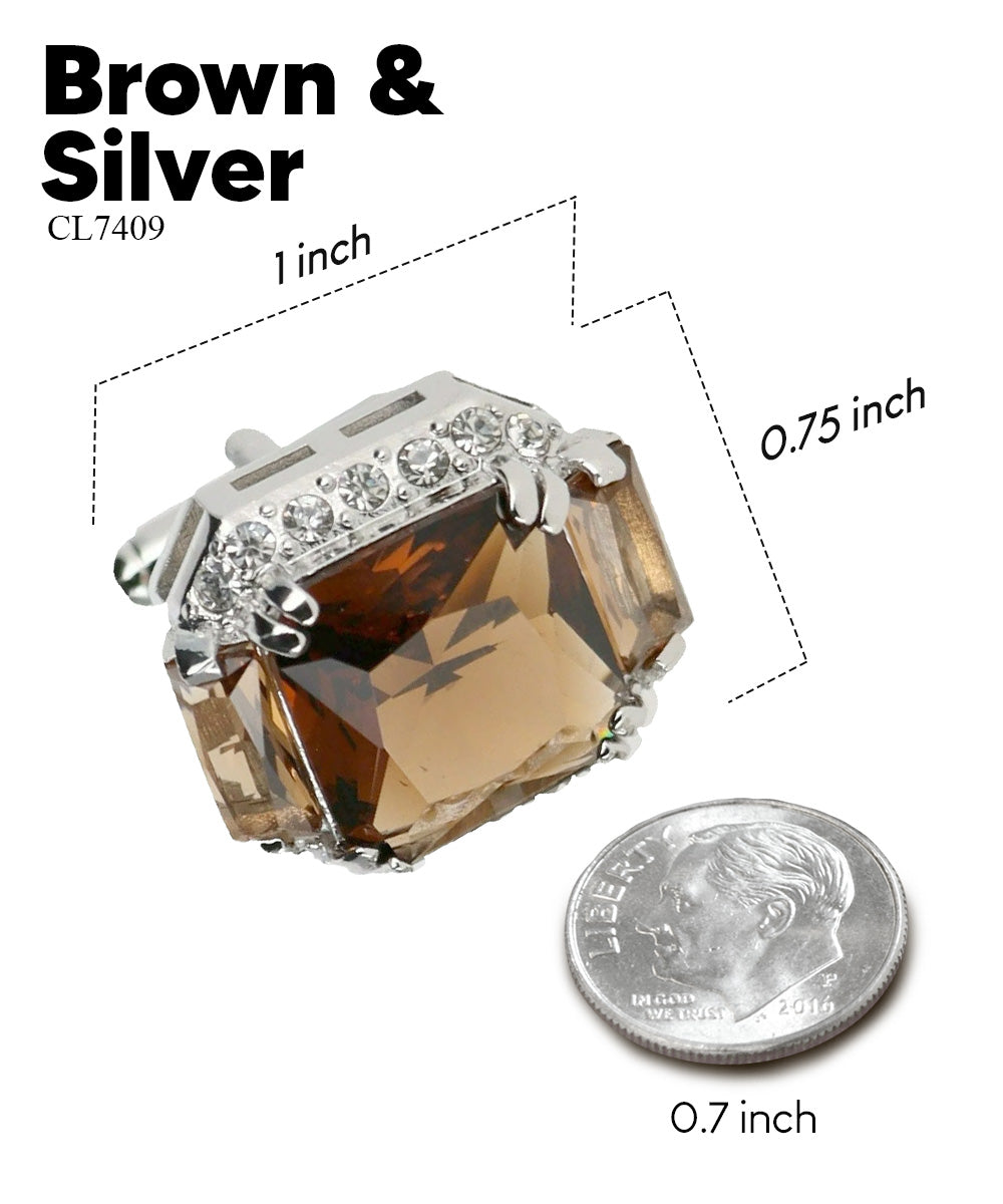 Vittorio Vico – Rectangular Diamond-Flanked Crystal Cufflinks