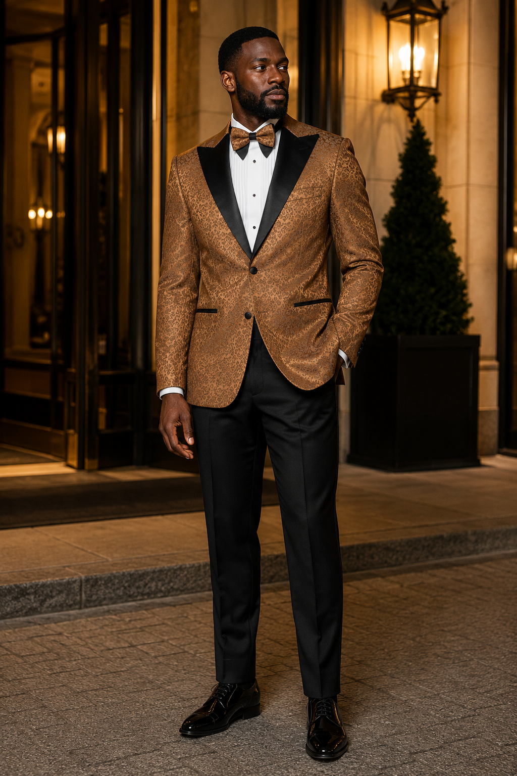 Men's Brown Floral Jacquard Regular Fit Dinner Jacket – Fiorenzo Collection