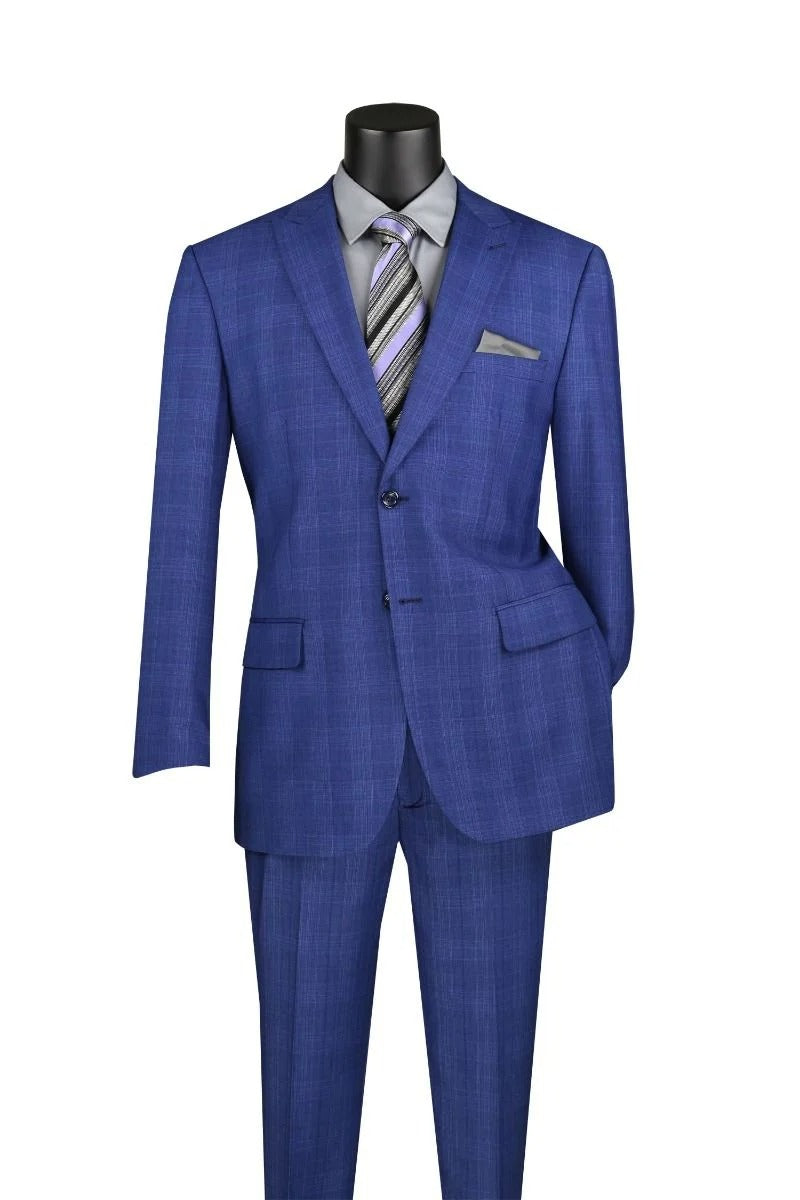 Cambridge Collection – Blue Men’s Regular Fit Glen Plaid Suit

