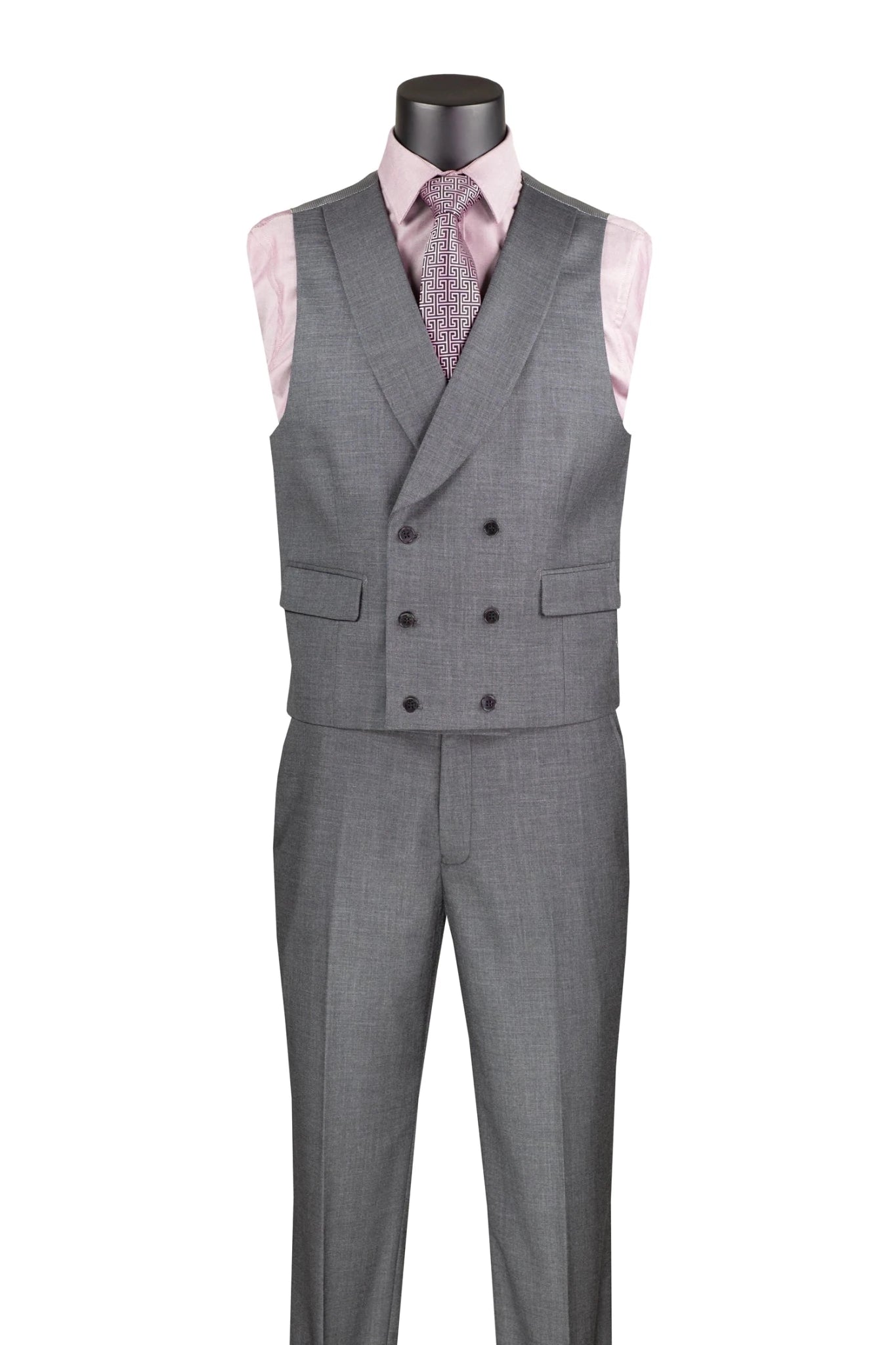 Vellaro Collection-Charcoal Modern Fit 3-Piece Suit with Lapel Vest & Adjustable Pants - Upscale Men's Fashion