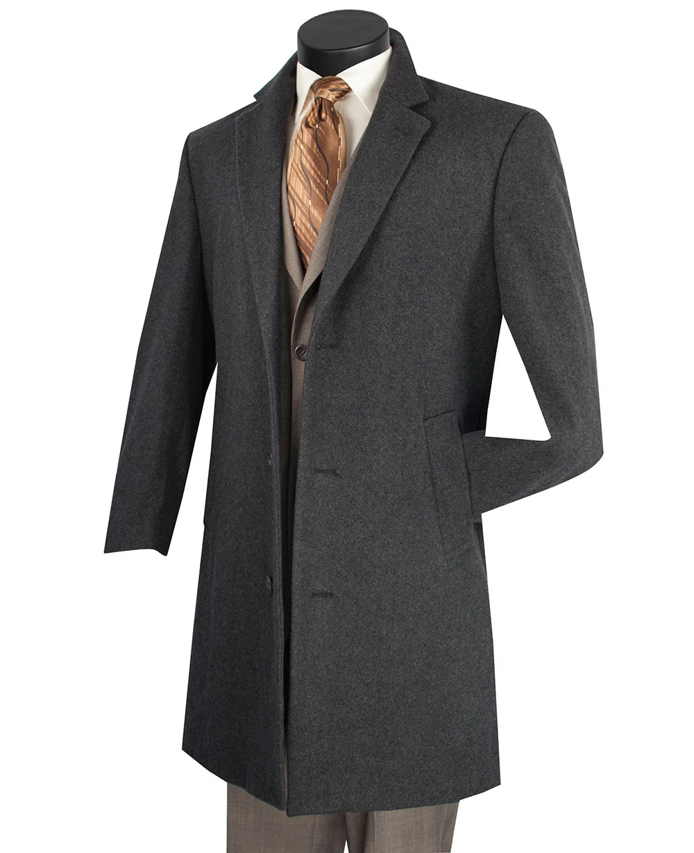 Charcoal 38" Knee-Length Wool-Blend Topcoat – Nordic Collection