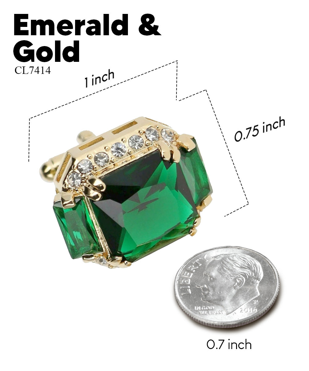 Vittorio Vico – Rectangular Diamond-Flanked Crystal Cufflinks