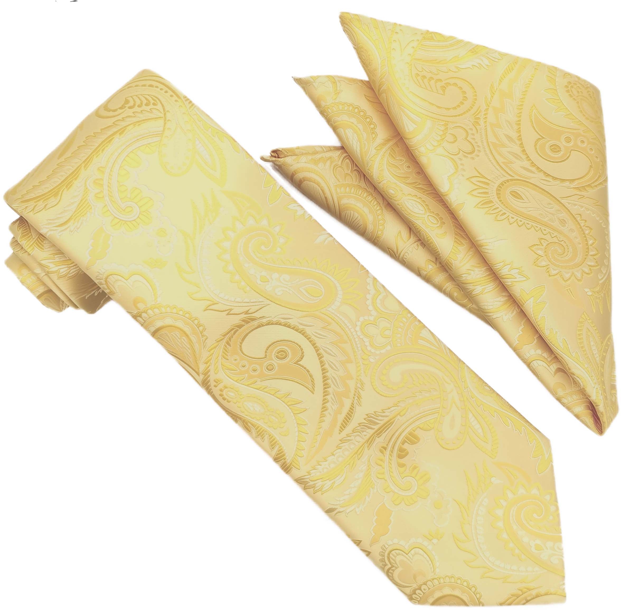 Gold Paisley Tie and Hanky Set