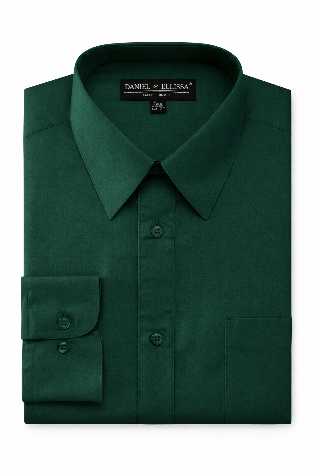 Men's Basic Dress Shirt  with Convertible Cuff -Color Hunter Green