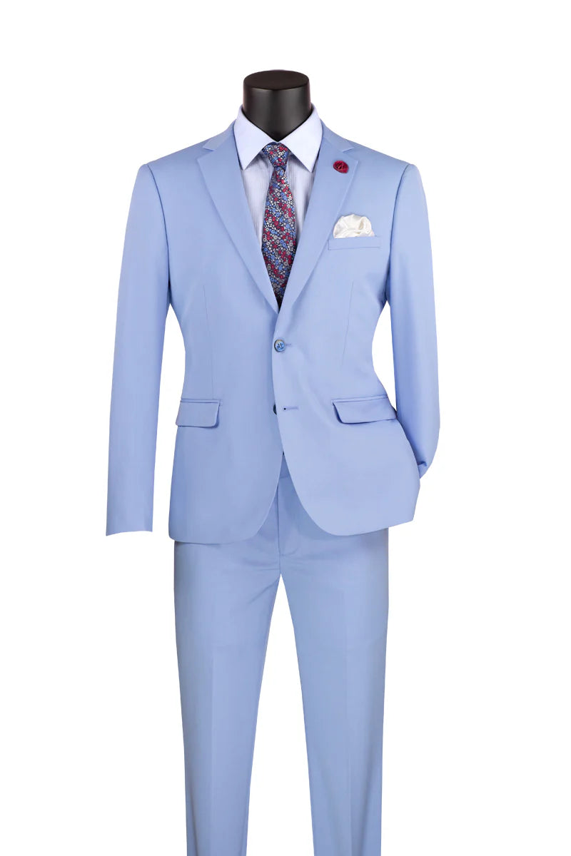 Light Blue Ultra Slim Fit Stretch 2-Piece Suit – Firenze Collection