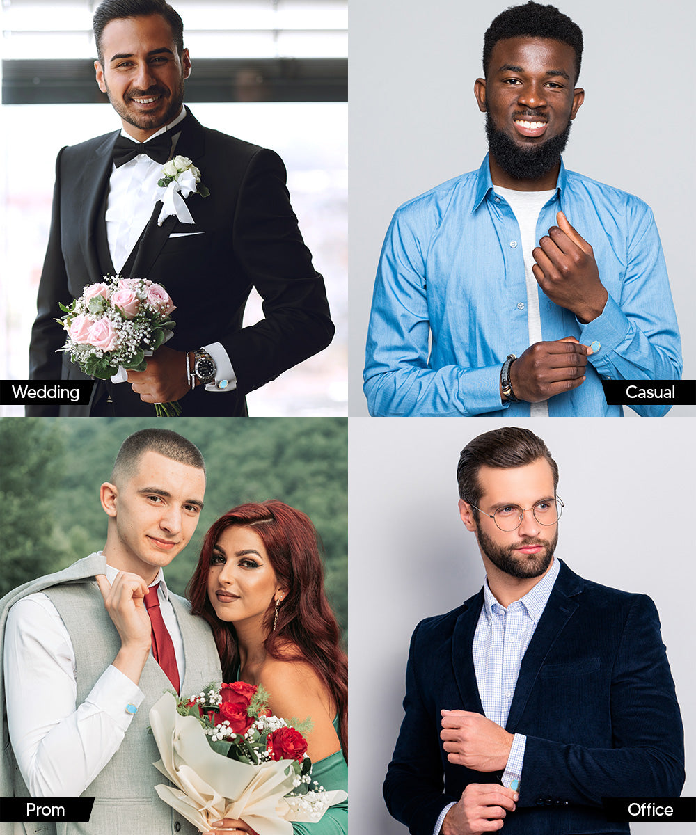 Vittorio Vico – Rectangular Diamond-Flanked Crystal Cufflinks