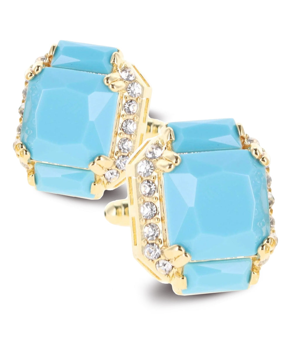 Vittorio Vico – Rectangular Diamond-Flanked Crystal Cufflinks