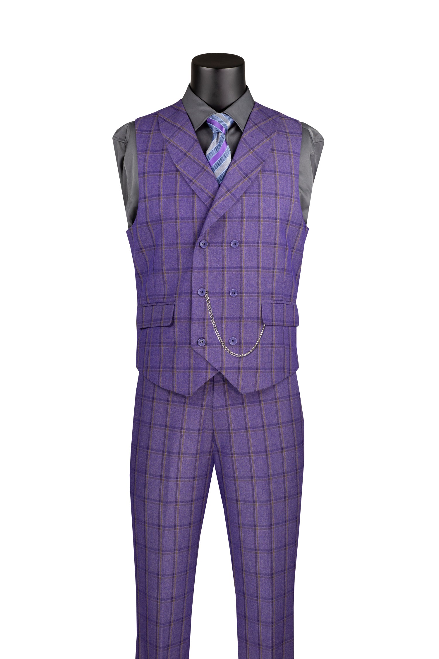 Windowpane Three Piece Suit - Purple