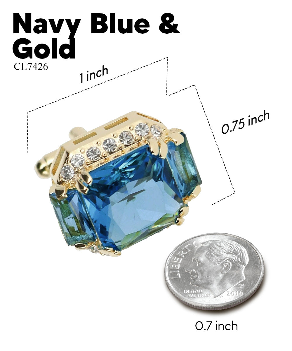 Vittorio Vico – Rectangular Diamond-Flanked Crystal Cufflinks