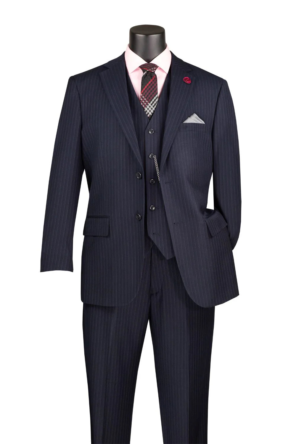 Navy Tone-on-Tone Stripe Regular Fit 3-Piece Suit – Varese Collection