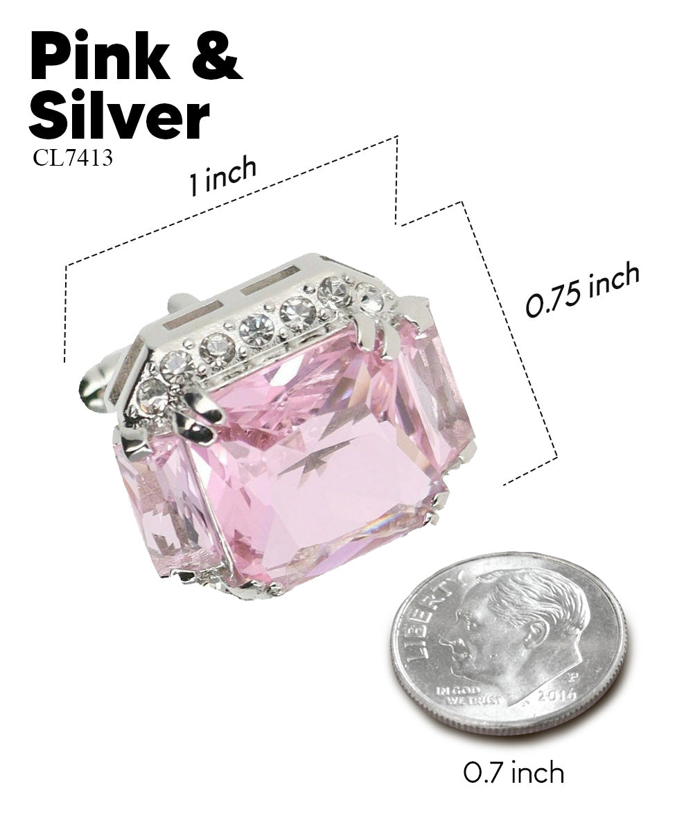 Vittorio Vico – Rectangular Diamond-Flanked Crystal Cufflinks