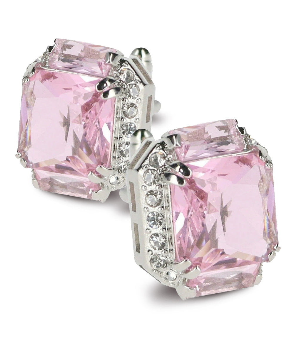 Vittorio Vico – Rectangular Diamond-Flanked Crystal Cufflinks