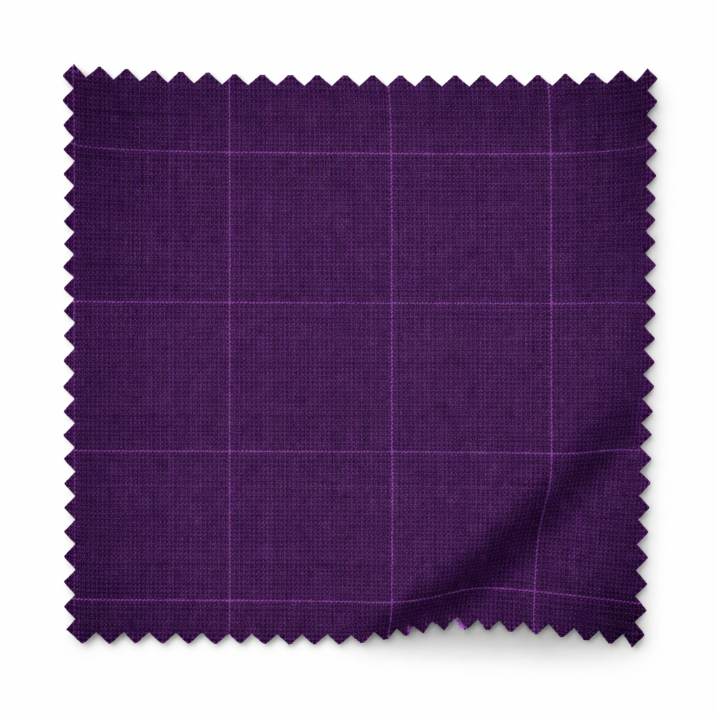 Purple executive fit glen plaid suit fabric swatch from the Dominare Collection