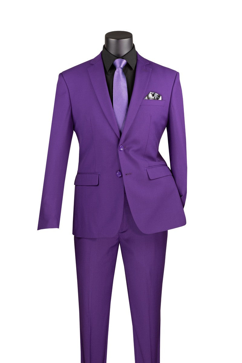 Suit - Oslo Collection - Slim Fit 2 Piece Suit Color Purple