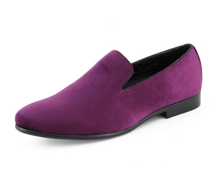 Shoes - Purple Suede Smoking Slipper Shoes