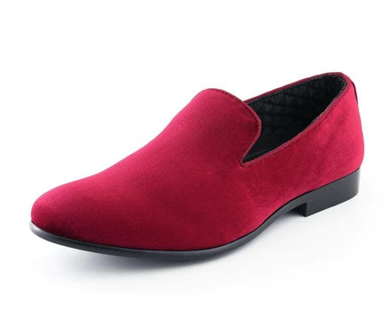 Shoes - Red Suede Smoking Slipper Shoes