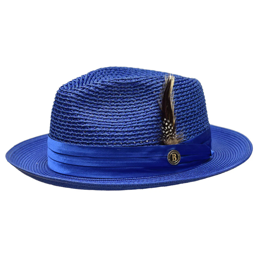 Royal Blue Fedora Braided Straw Hat