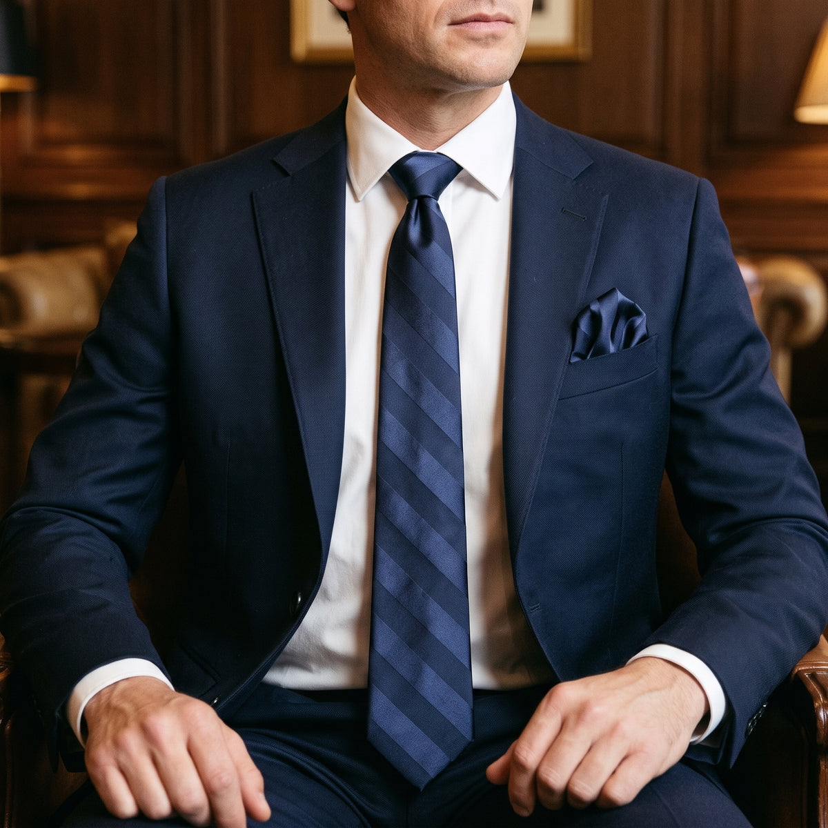 Stacy Adams Men's Navy Tonal Stripe Tie & Pocket Square Set – Liam - Upscale Men's Fashion