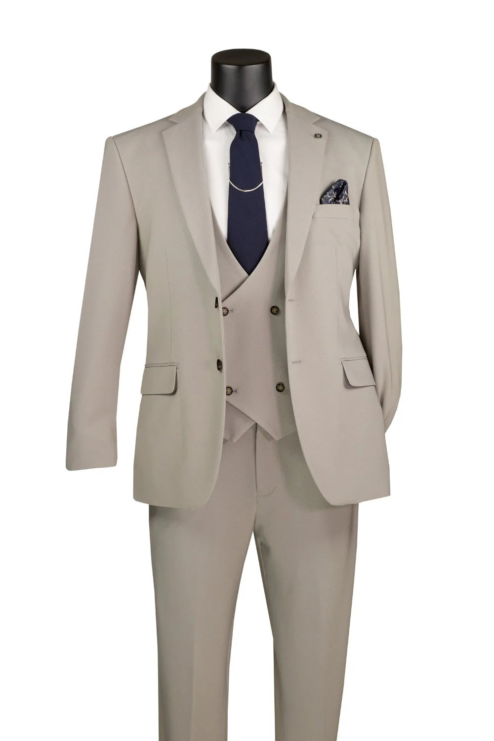 Tan Modern Fit 3-Piece Bird’s-Eye Weave Stretch Suit – Livorno Collection