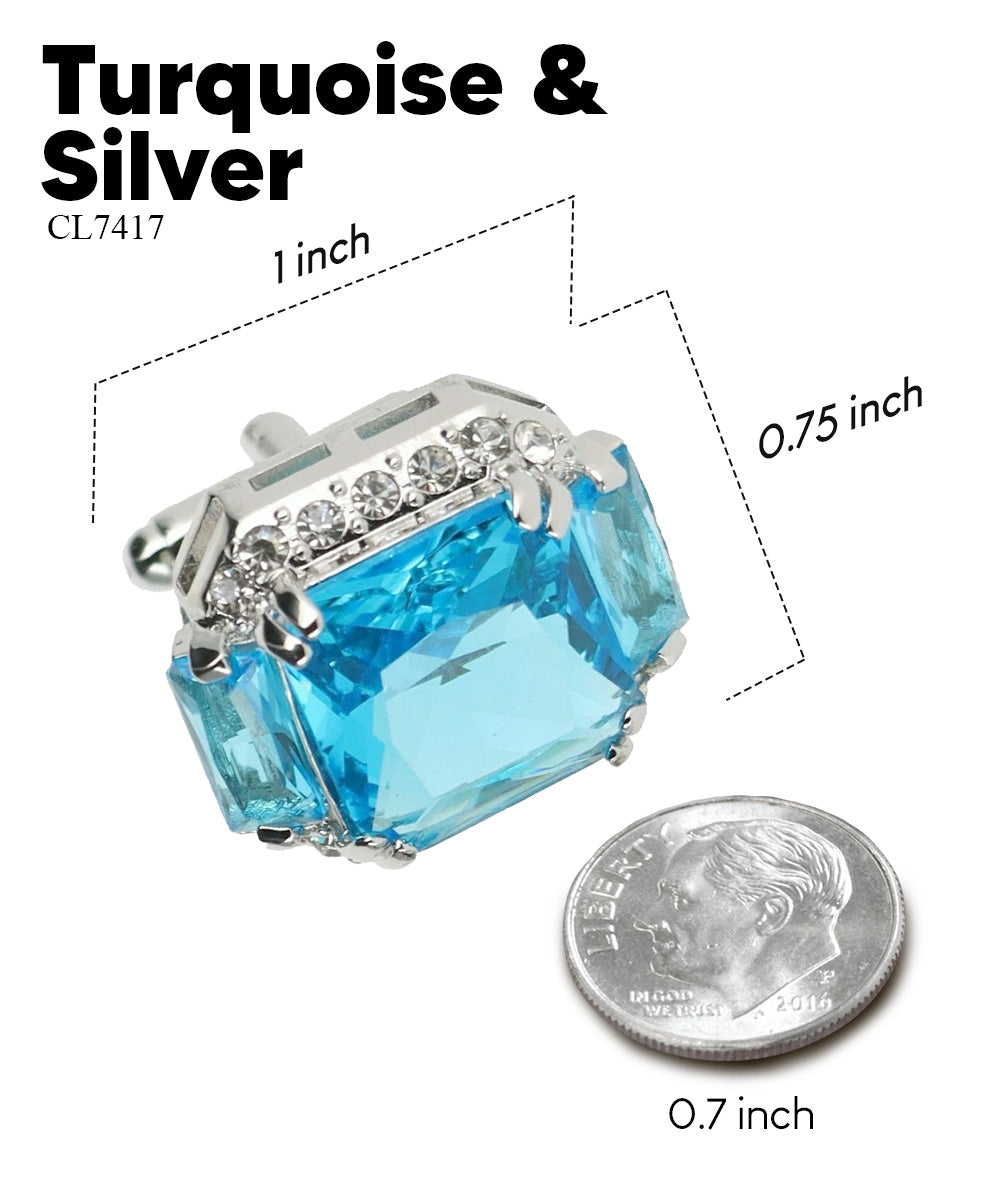 Vittorio Vico – Rectangular Diamond-Flanked Crystal Cufflinks