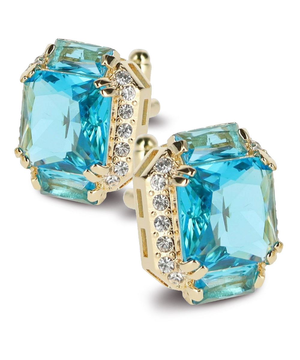 Vittorio Vico – Rectangular Diamond-Flanked Crystal Cufflinks