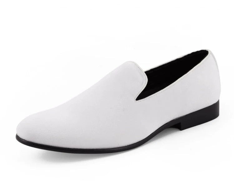 Shoes - White Suede Smoking Slipper Shoes