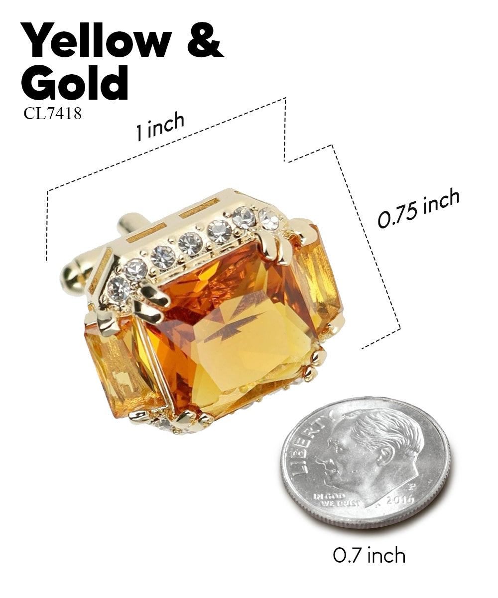 Vittorio Vico – Rectangular Diamond-Flanked Crystal Cufflinks