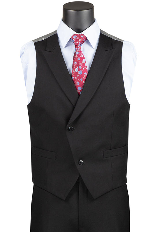 Black double-breasted vest detail for men's Altavilla 3-piece suit