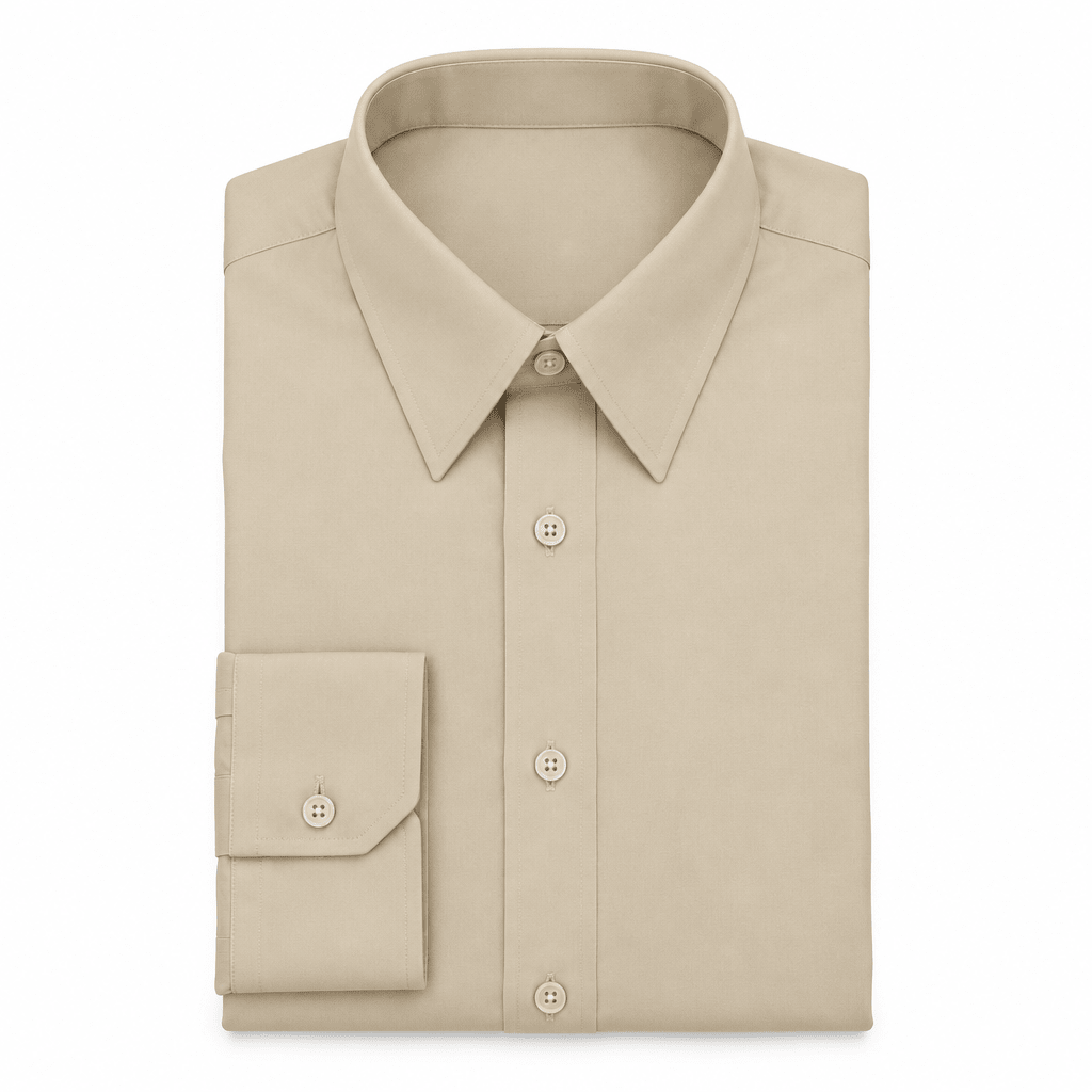 Men's Basic Dress Shirt with Convertible Cuff -Color BEIGE - Upscale Men's Fashion