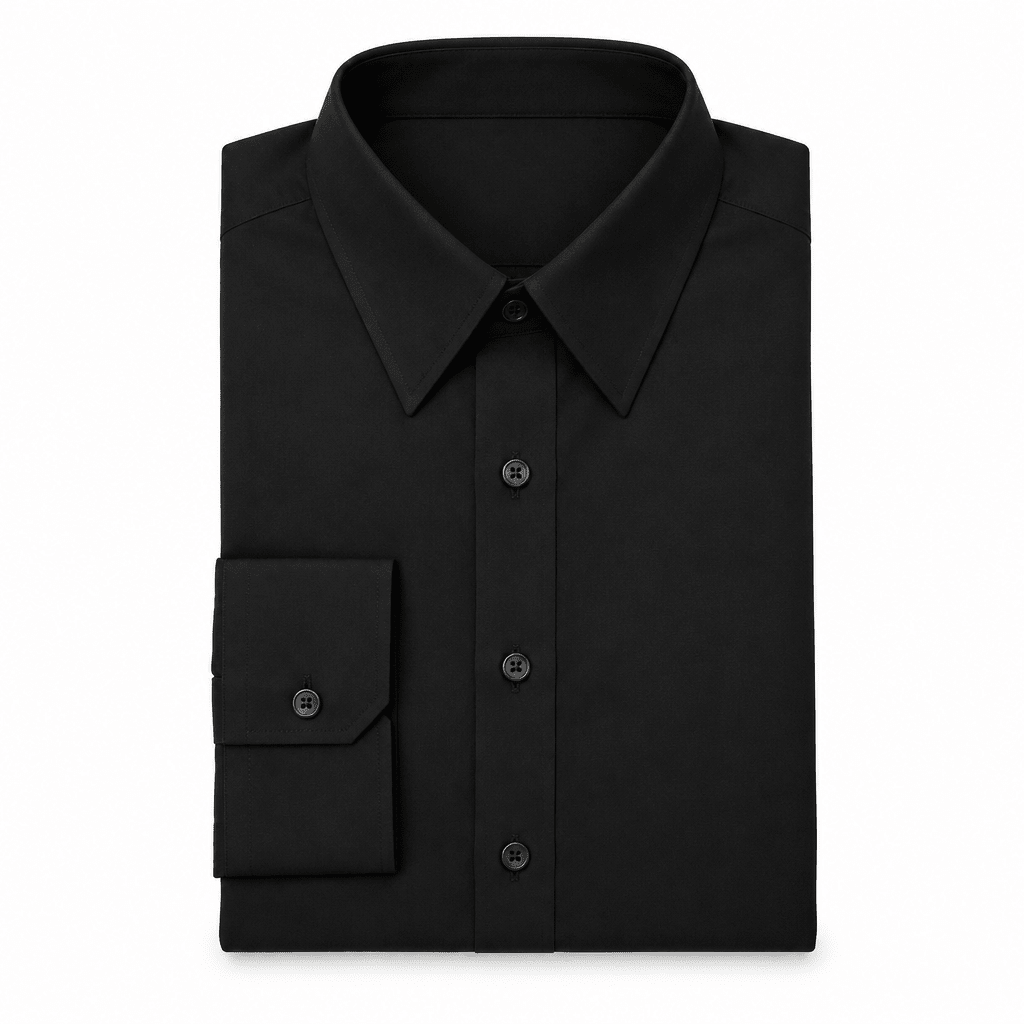 Men's Basic Dress Shirt with Convertible Cuff -Color Black - Upscale Men's Fashion