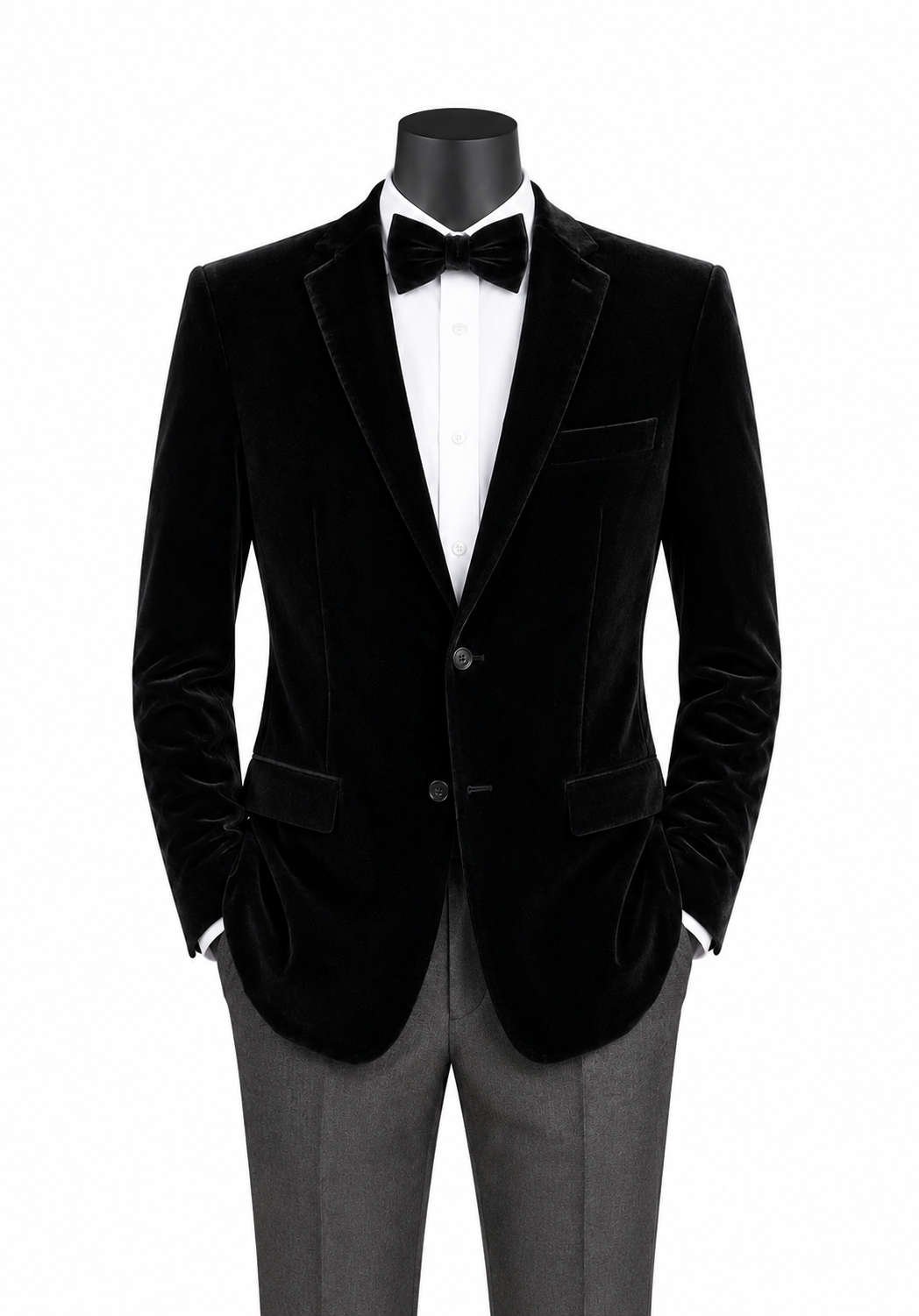 Black Regular Fit Velvet Blazer-Orsini Collection