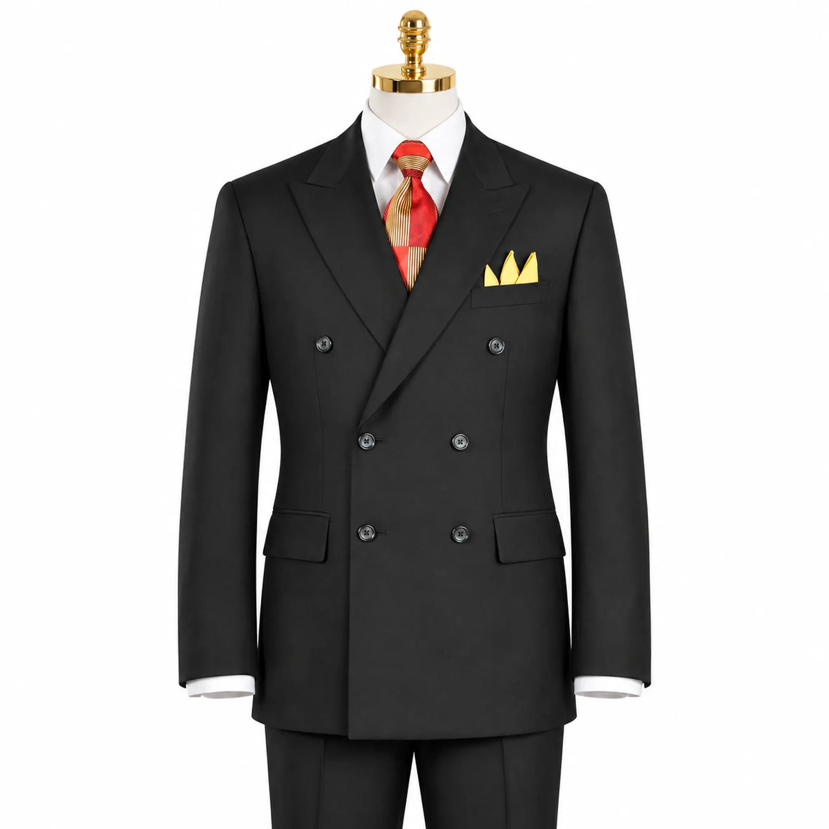 Capri Collection – Black Double-Breasted Regular Fit Suit - Upscale Men's Fashion