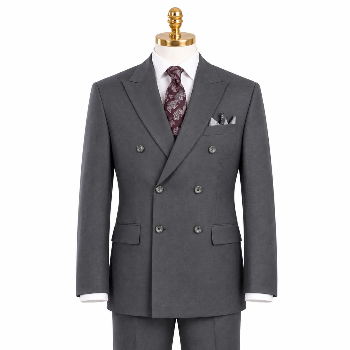 Capri Collection – Heather Gray Double-Breasted Regular Fit Suit - Upscale Men's Fashion