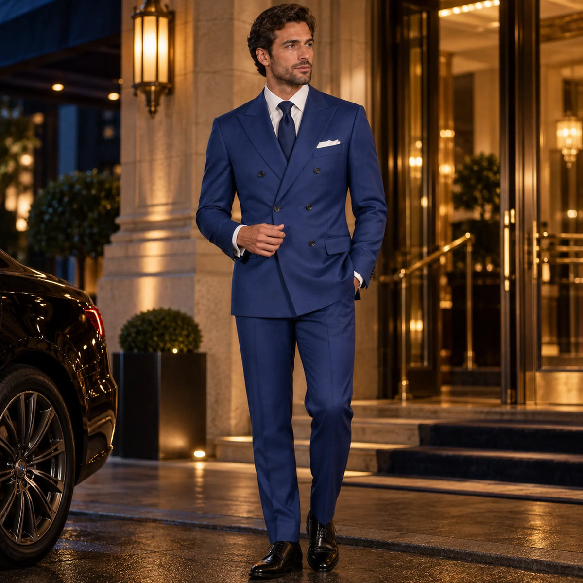 Patriot Blue Double-Breasted Regular Fit Suit – Capri Collection - Upscale Men's Fashion