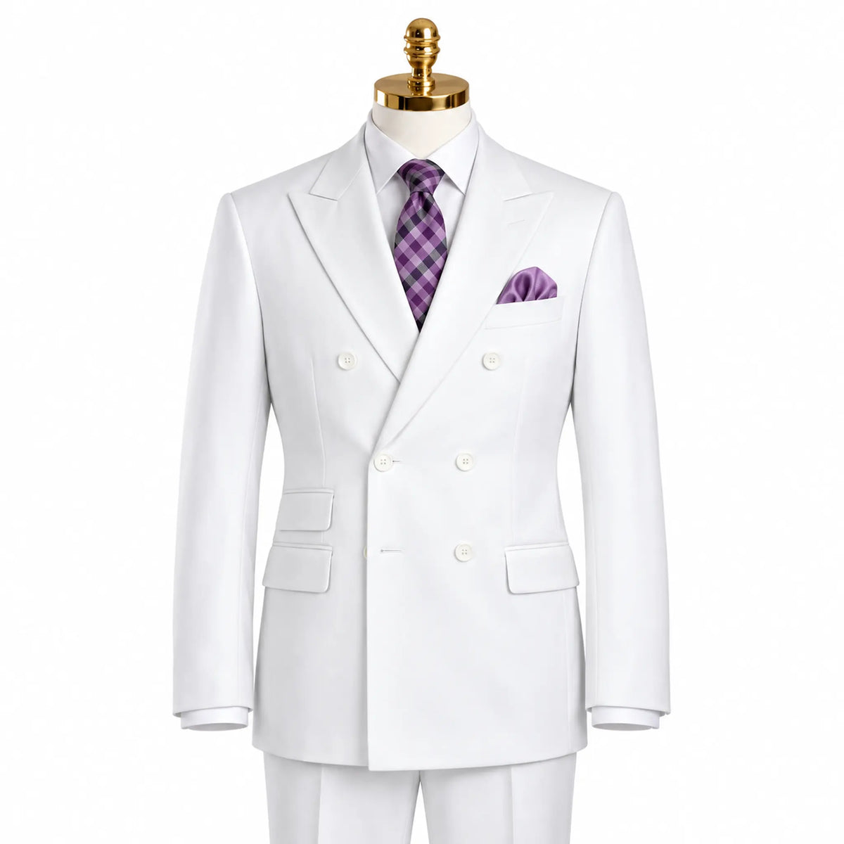 Capri Collection – White Double-Breasted Regular Fit Suit - Upscale Men's Fashion